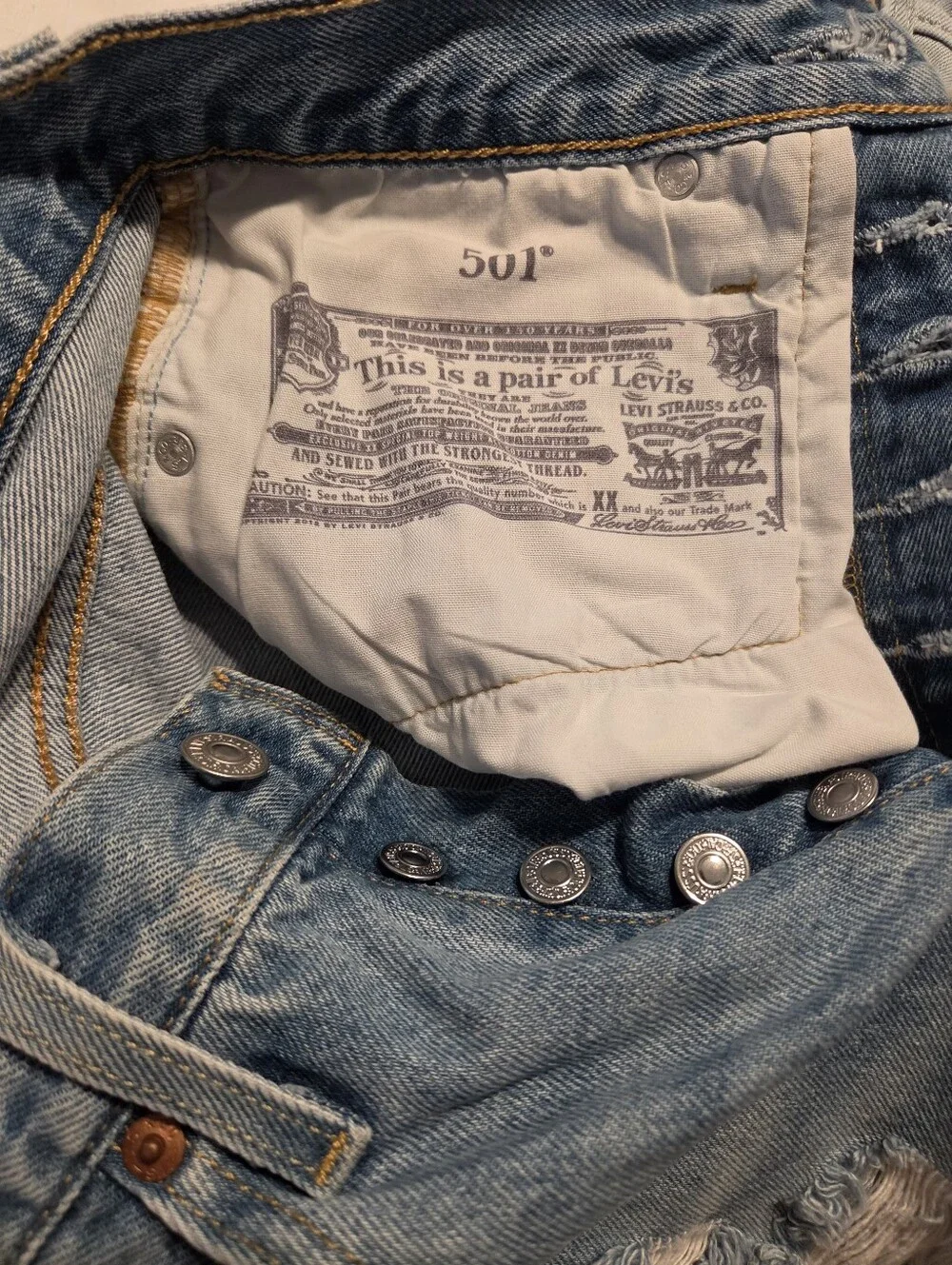 Levi's Light Blue Distressed Denim Cutoff Shorts sz 24